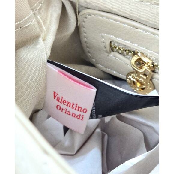 $299 Valentino Orlandi Quilted Shoulder Bag w/ Pendant Vegan Light Taupe New - Picture 15 of 15